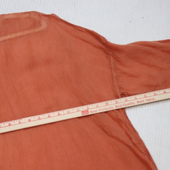 BODIE 100% Linen Sheer Tunic Top Burnt Orange Raw Edge Hem Oversized OS – Flawed - Picture 5 of 7
